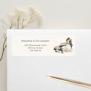 Trouw retouradres sticker met vintage auto