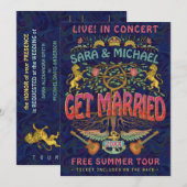 Trouw Retro 70s Band Concert Ticket Thema Kaart (Voorkant / Achterkant)