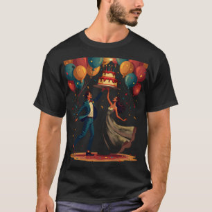 Trouw Retro Bruid Bruidegom Dansen Vonken Ouderwet T-shirt