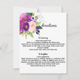 Trouw Richtingaanduiding met Waterverf Bloem Plum Kaart