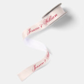 Trouw Rode Script Blush Roze Eenvoudige Calligrafi Satijnen Lint (Achterkant)