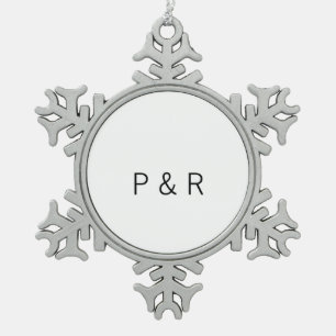 Trouw romantische partner voeg koppel initiële let tin sneeuwvlok ornament