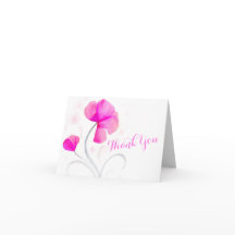 Trouw roze bloem watercolor bedankkaart