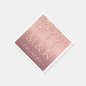 Trouw Roze Goud Blush Glitter Tekst Naam Servetten (Hoek)