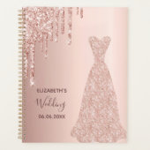 Trouw roze gouden glinster druppels bruid 2025 planner (Voorkant)