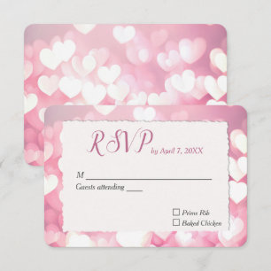 Trouw Roze Harten RSVP Kaartje