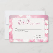 Trouw Roze Harten RSVP Kaartje (Voorkant)