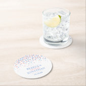 Trouw roze kwarts sereniteit blauwe stip onderzett ronde kartonnen onderzetter (Insitu)