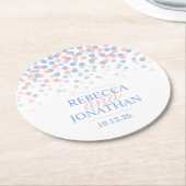 Trouw roze kwarts sereniteit blauwe stip onderzett ronde kartonnen onderzetter (Gebogen)