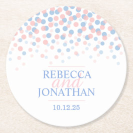 Trouw roze kwarts sereniteit blauwe stip onderzett ronde kartonnen onderzetter