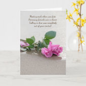 Trouw Roze Rozen Op Strand Kaart (Gele Bloem)