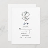 Trouw RSVP Anker Touw Nautisch Hart Kaart (Voorkant / Achterkant)