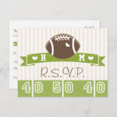 Trouw-RSVP-ansichtkaart met monogram voor football Uitnodiging Briefkaart (Voorkant / Achterkant)