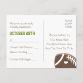 Trouw-RSVP-ansichtkaart met monogram voor football Uitnodiging Briefkaart (Achterkant)