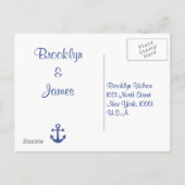 Trouw RSVP-ansichtkaart met namen in nautische sti Uitnodiging Briefkaart (Achterkant)