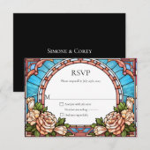Trouw RSVP Antwoord Gebrandschilderde Bloem Lijst (Voorkant / Achterkant)