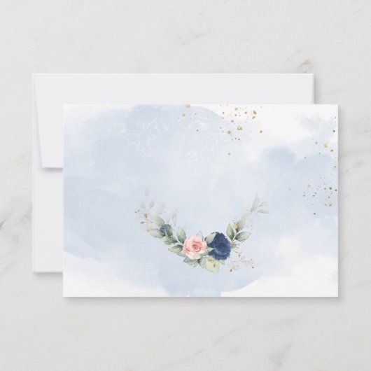 Trouw RSVP-antwoordkaart in Navyblauw en Blushroze RSVP Kaartje (Achterkant)