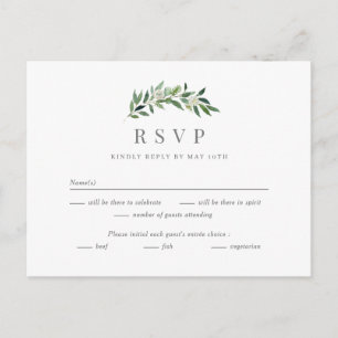 Trouw RSVP-antwoordkaart met romantische begroeiin Briefkaart