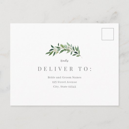 Trouw RSVP-antwoordkaart met romantische begroeiin Briefkaart (Achterkant)