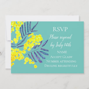 Trouw RSVP Australische wattle bloem waterverf Kaart