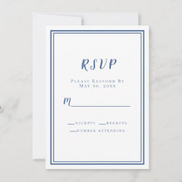 Trouw RSVP Blauw Wit Eenvoudig Modern Minimalistis