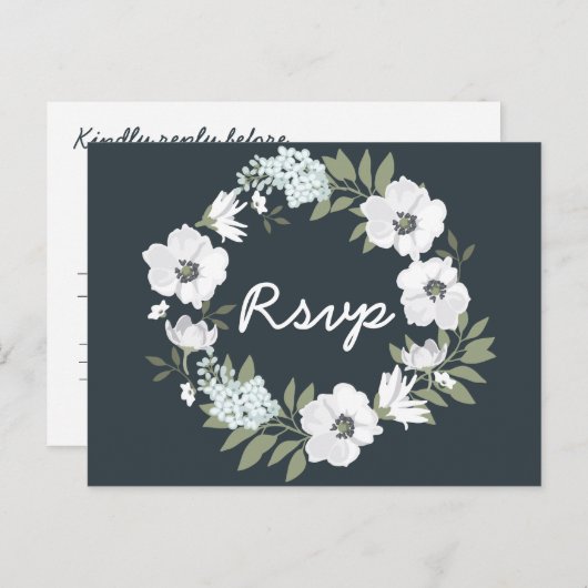 Trouw RSVP-briefkaarten met bloemstuk Uitnodiging Briefkaart (Voorkant / Achterkant)