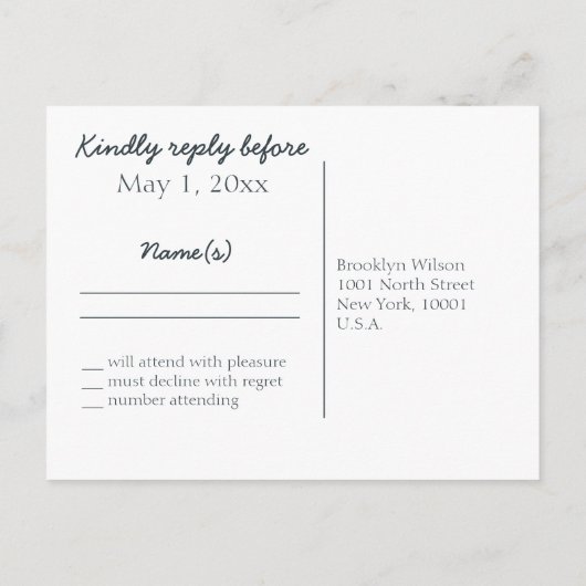 Trouw RSVP-briefkaarten met bloemstuk Uitnodiging Briefkaart (Achterkant)