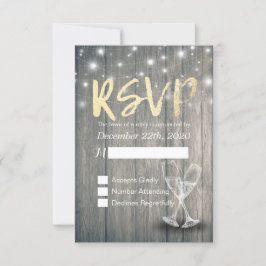 Trouw RSVP Champagne Glazen Houten Slingerlichten Kaartje