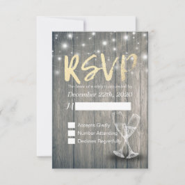 Trouw RSVP Champagne Glazen Houten Slingerlichten Kaartje