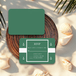 Trouw RSVP E Groen Wit Anker Strepen Nautisch Informatiekaartje