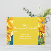 Trouw-RSVP gele bloemen landelijk rustiek Kaart (Staand voorkant)