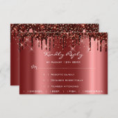 Trouw RSVP Goud Druppels Burgundy Bruidsfeest (Voorkant / Achterkant)