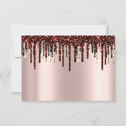 Trouw RSVP Goud Druppels Burgundy Bruidsroos (Achterkant)