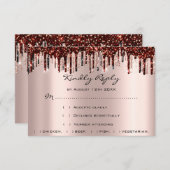 Trouw RSVP Goud Druppels Burgundy Bruidsroos (Voorkant / Achterkant)