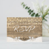 trouw-RSVP- hout en gloeiende lichten Kaart (Staand voorkant)