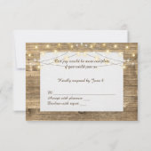 trouw-RSVP- hout en gloeiende lichten Kaart (Achterkant)