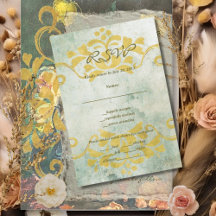 Trouw RSVP in donkere barokke vintage bloemstijl