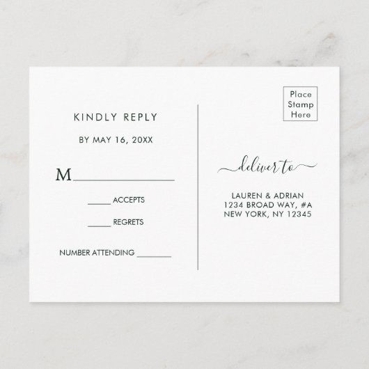 Trouw-RSVP in Roze Bloom Kleur Uitnodiging Briefkaart (Achterkant)