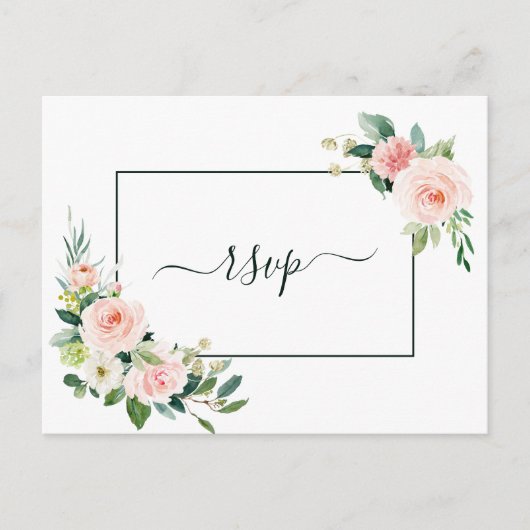 Trouw-RSVP in Roze Bloom Kleur Uitnodiging Briefkaart (Voorkant)