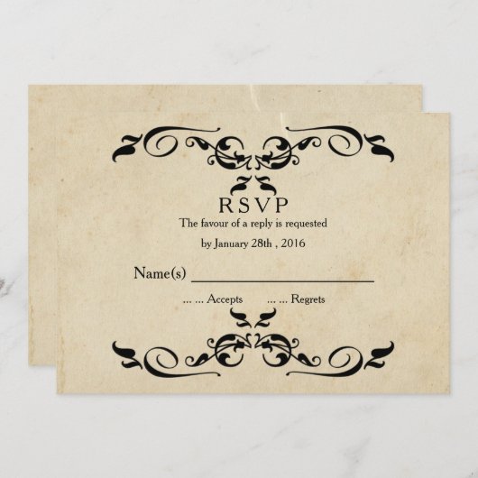 Trouw-RSVP in vintage stijl Kaart (Voorkant / Achterkant)