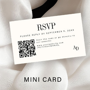 Trouw-RSVP-inzetstuk QR-code ivoor zwarte envelop Informatiekaartje
