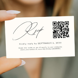 Trouw-RSVP ivoor zwarte inleg QR-code bijlage