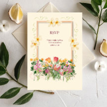 Trouw RSVP-kaart Elegante Wilde Bloem Bloemstuk 
