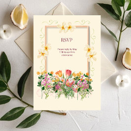 Trouw RSVP-kaart Elegante Wilde Bloem Bloemstuk  RSVP Kaartje
