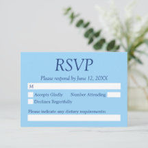 Trouw-RSVP-kaart in korenbloemblauw