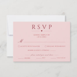 Trouw RSVP kaart in roze met maaltijdkeuze