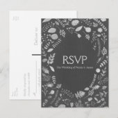 Trouw RSVP kaart met antracietgrijze en zilveren b (Voorkant / Achterkant)