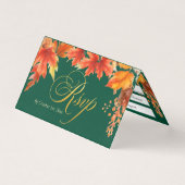 Trouw RSVP kaart met gouden letters en vallende es (Voorkant)