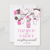 Trouw RSVP kaart met hete roze metseljars (Achterkant)