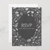 Trouw RSVP kaart met houtskoolgrijs & zilveren blo (Voorkant / Achterkant)